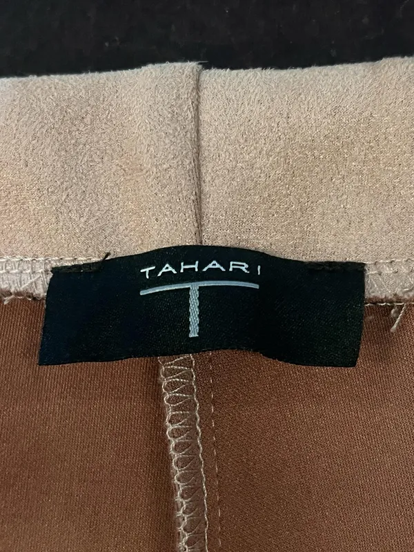 Tahari Pants Womens Med Beige Faux Leather Suede Slim Jegging Pull On Stretch - Image 8