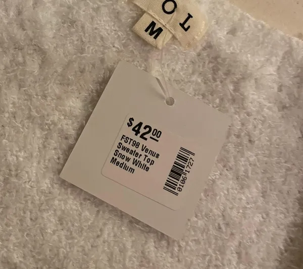 Boutique Fluffy White Crop Top Size M - Image 2