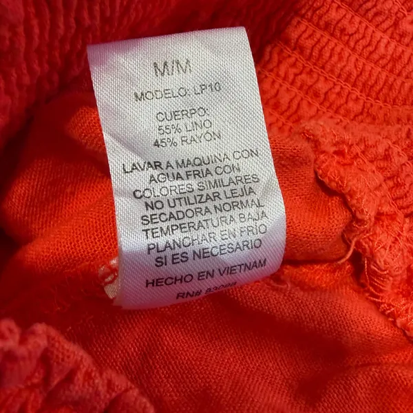 Ci Sono Womens Orange Pants Size M Linen Blend‎ Smocked Waist Wide Leg Coastal - Image 10