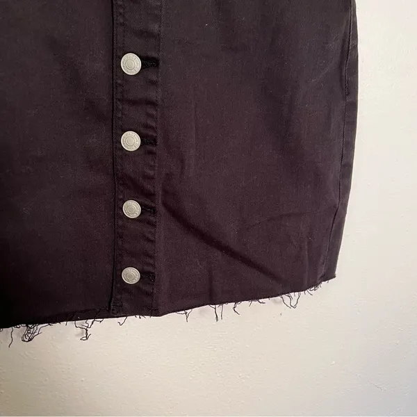 Pacsun Womens Size 26 Button Front Denim Mini Skirt Black Cut Off Stretch Cotton - Image 6