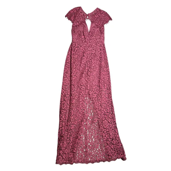 Harlyn Anthropologie Pomegranate Keyhole Maxi Lace Dress Burgundy‎ S Cap Sleeve - Image 12