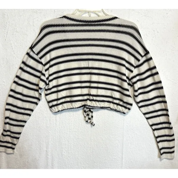 Aeropostale Striped Crop Top‎ Long Sleeve Drawstring Sweater Size S Preppy Y2K - Image 10