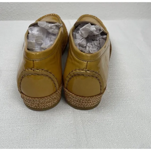 Stuart Weitzman Yellow Patent Leather Loafer Flats Braided Sole Women's 7 - Image 5