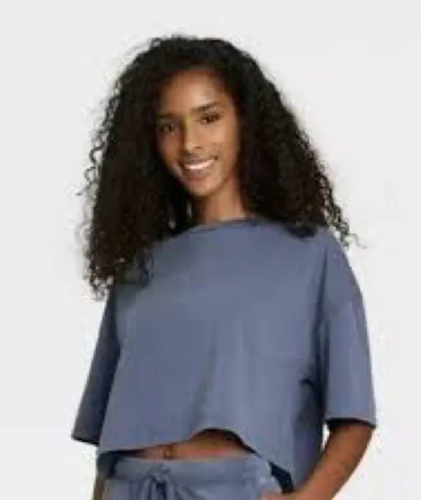 Colsie cropped tee XS blue mineral wash - Image 3