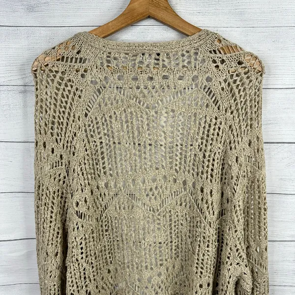 Back in the Saddle Womens Large Open Knit Crochet Cardigan Western Bohemian - Image 6
