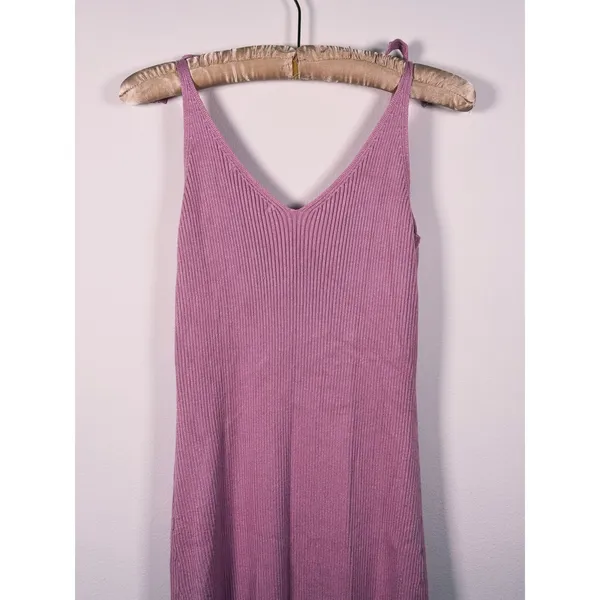 Abercrombie Sleeveless Twist Front Ribbed Midi Dress Size L Tall Pink Romantic - Image 14