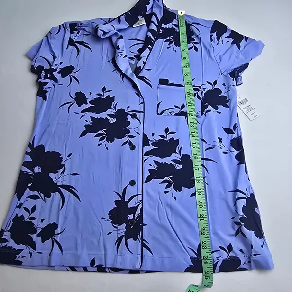 Soma -1969 NWT Cool Nights Pajama Top Blue Floral Short‎ Sleeve Shirt Medium - Image 8