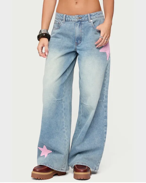 Brand new edikted pink star jeans  - Image 3