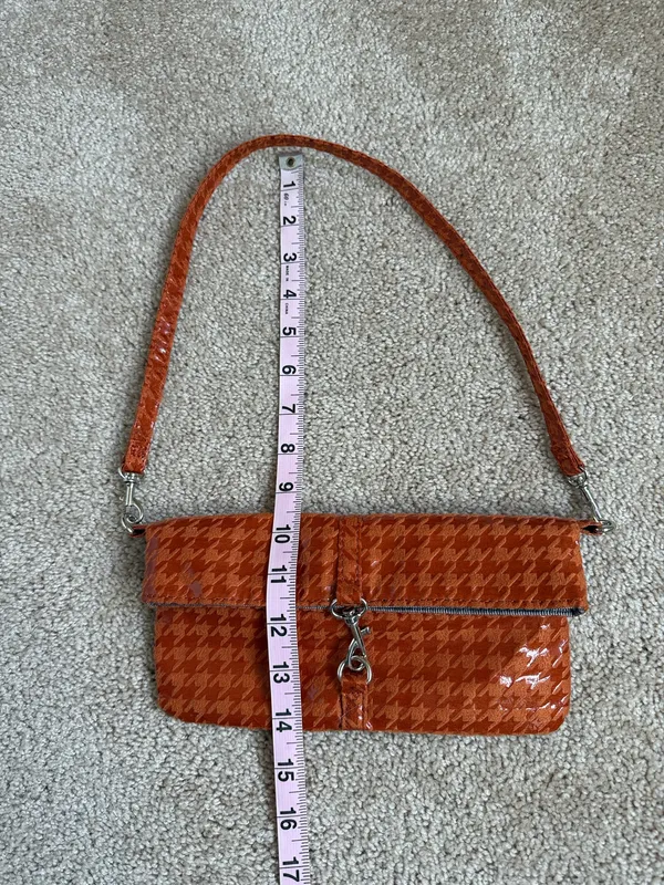 Jazzd Lightweight Orange Houndstooth Small Shoulder Bag - Image 4