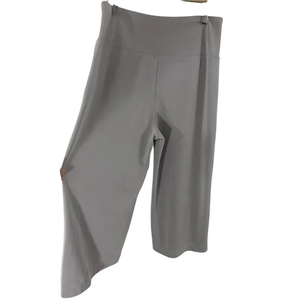 Athleta Womens Seasoft Wide Leg Crop Pants Neutral Medium Boho Gray Lagenlook - Image 5