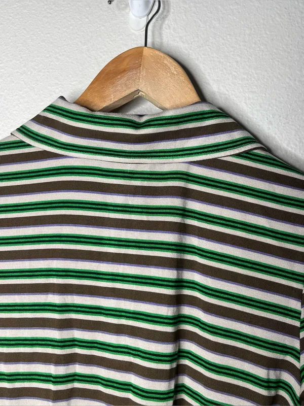 NEW Jaded London Mila Striped Short Sleeve Polo Shirt in Green Multi - Image 6
