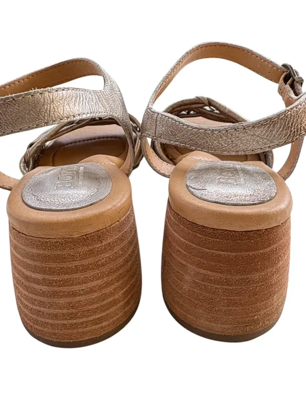 EUC Born Leather Shonie Heeled Sandals Gold Size 8 Retail $130.00 - Image 6