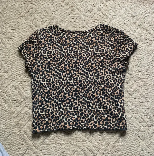 American Eagle Cheetah Print Cropped Tee - Image 2