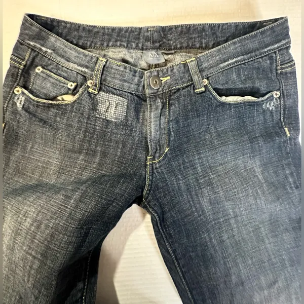Armani Exchange Jeans Blue Straight Grunge Classic Denim‎ Logo Distressed 10 Reg - Image 9