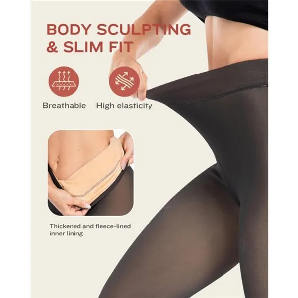 Black Sheer Control Top Tights - Women Hosiery - Image 4