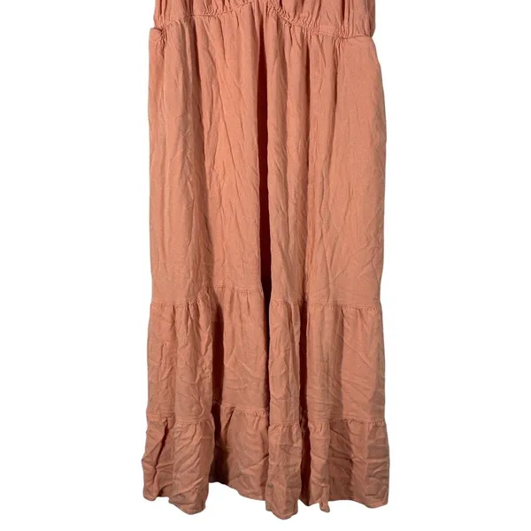 Torrid Tiered Smocked Back Ruffle Strap Midi Dress Peach Boho Size 1 - Image 3