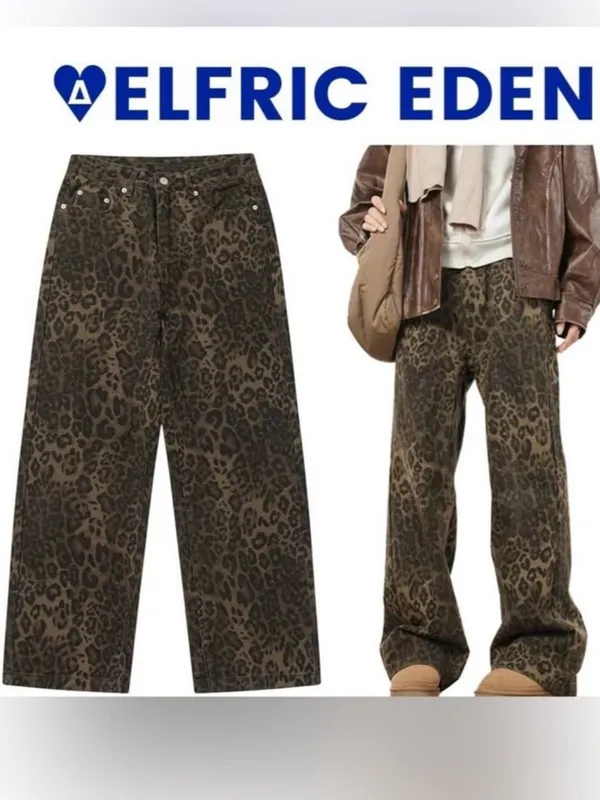 Aelfric Eden Leopard Print High Rise Wide Leg Jeans Size 28 - Image 2