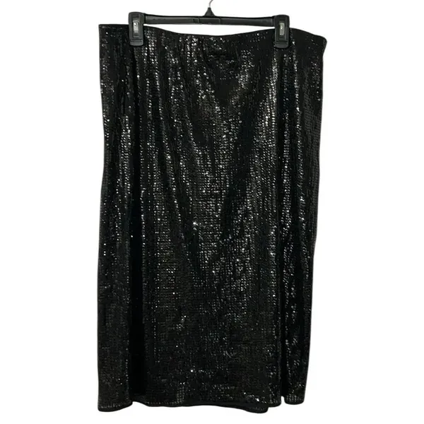 Piombo Black Sequins Skirt(Size XXL) Black - Image 4