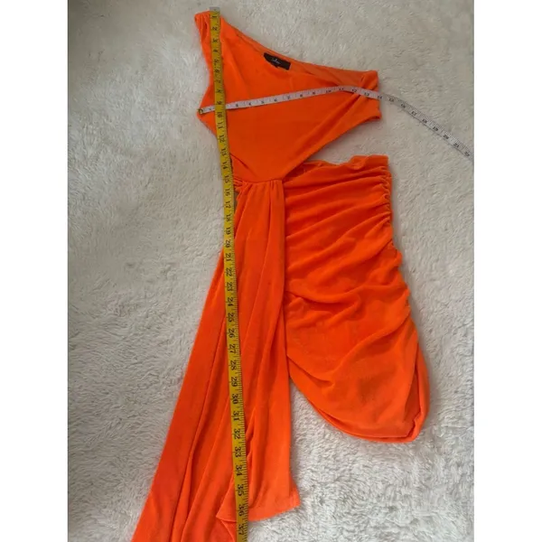 Lulus Neila Orange One-Shoulder Cutout Sash Mini Dress Size Medium Party Sexy - Image 7