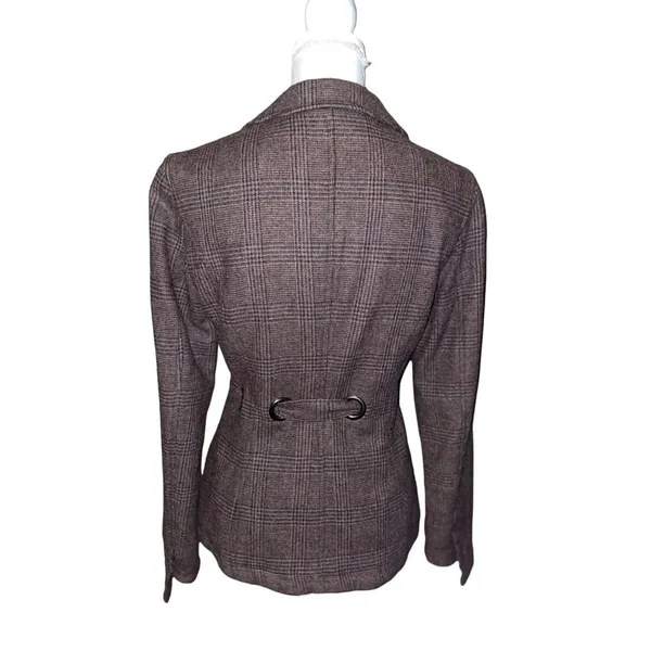 Triple Five Street Soul Jacket Womens M Used Brown Plaid 100% Wool Lined - Image 13