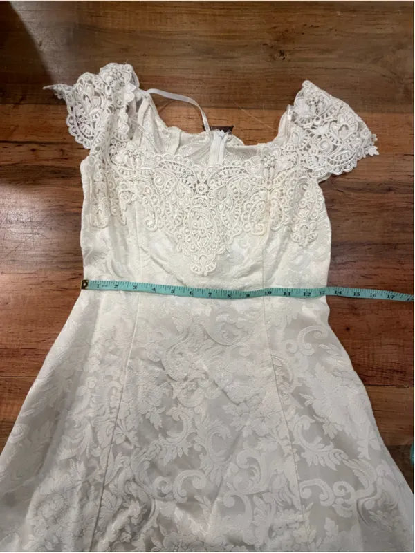 Vintage Scott McClintock Millennium 2000 Lace Maxi Dress 4 White Bridal Prom Y2K - Image 7