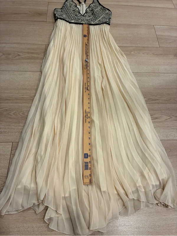 Free People Belle of the Ball Maxi Dress Leather Chiffon Halter Size 6 *READ - Image 5