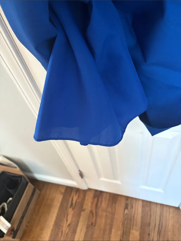 David's Bridal Royal Blue Satin Halter Criss Cross Dress Size 8 Bridesmaid - Image 4