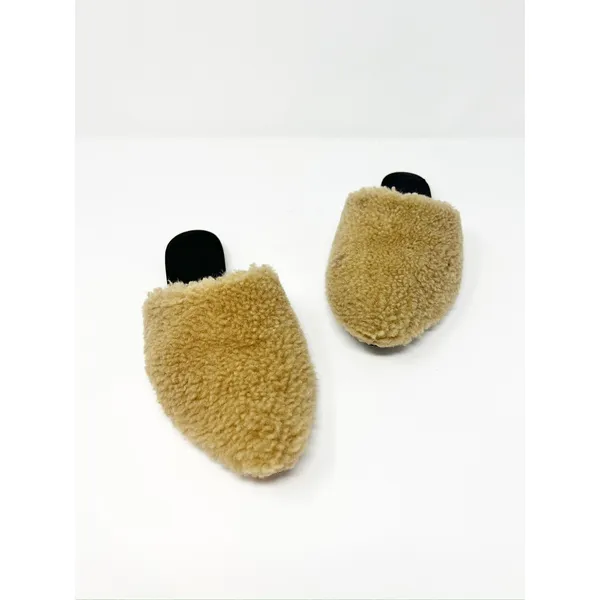 Jenni Kayne Shearling Flat Pointy Toe Mule Slip On Shoe Natural Brown EU 37 - Image 2