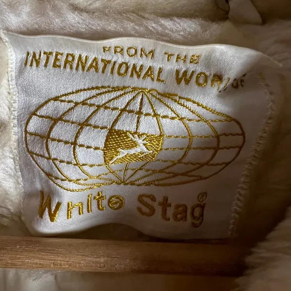 Vintage White Stag Cream Faux Fur Double Breasted Pea Coat Size 10 - Image 5
