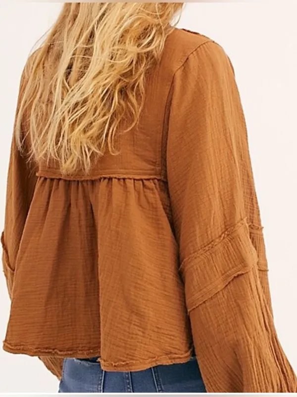 Free People We The Free Silver Lining cotton gauze babydoll shirt - Image 2
