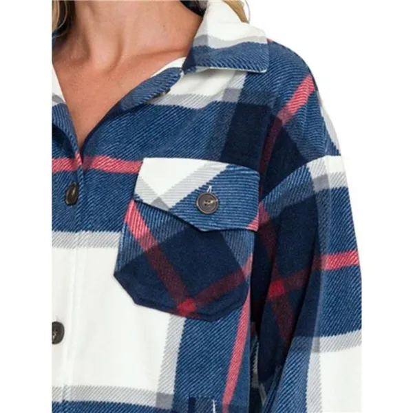 Zenana Oversized Plaid Fleece Shacket‎ - Image 2