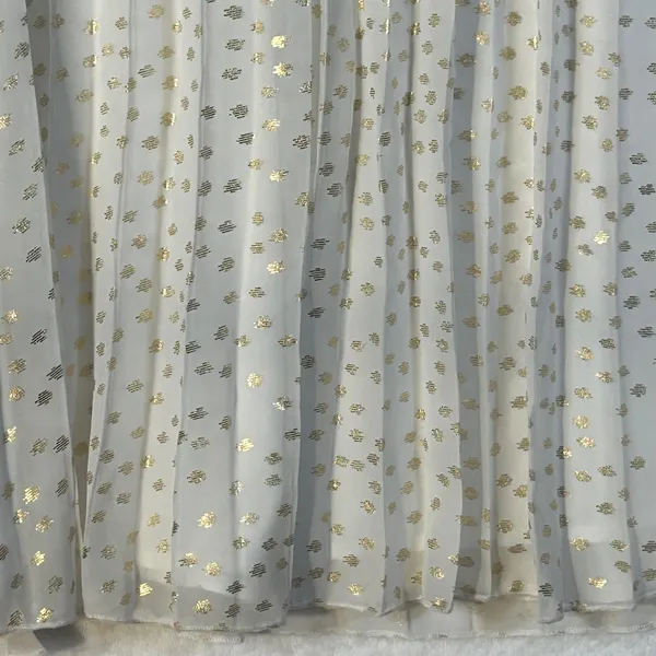 Vince Camuto Pleated Midi Skirt Gold Dot Elastic Waist Ivory XL‎ - Image 10