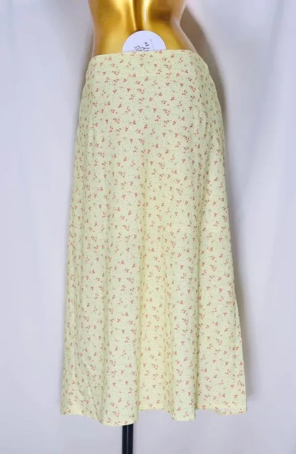 PRINCESS POLLY Lily Yellow Floral Midi Skirt w/ Slit - Image 8