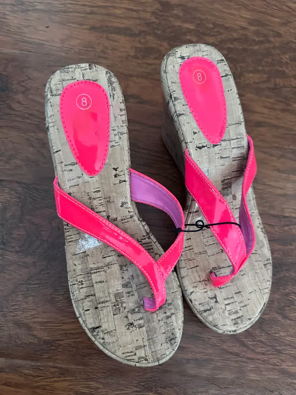 Y2K hot pink cork platform sandal White Size 8 - Image 4