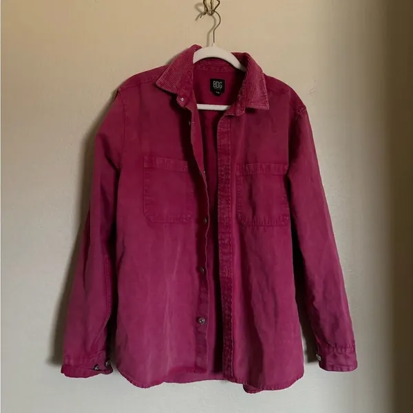 Urban Outfitters BDG‎ Shacket Sz Small Oversized Corduroy Collar Jacket in Hot Pink - Image 2