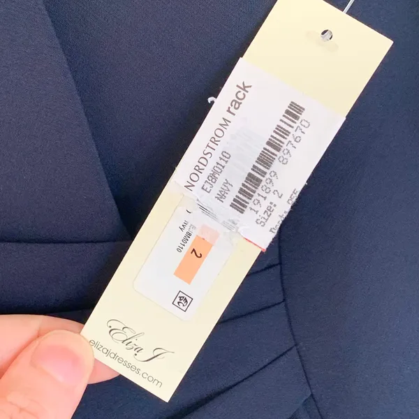 NWT Eliza J Ruffle Front‎ Sleeveless Floor Length Gown in Navy Blue - Image 12