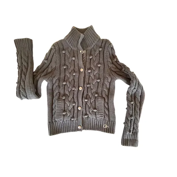 GILLY HICKS Cardigan Womens Blue Button Front Cable Knit Wool Blend‎ Size M Y2K - Image 5