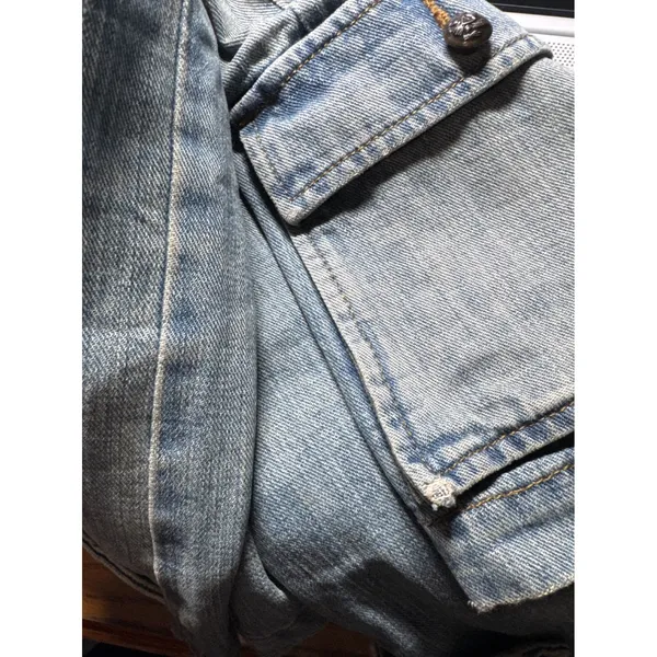 Lauren Jeans Co‎ Denim Jacket Distressed Light Wash Button Front Women's M - Image 9
