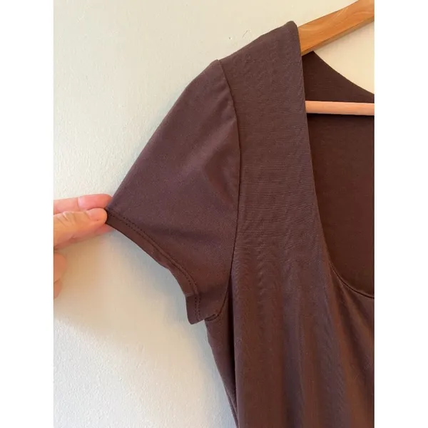 Sz L Brown‎ See You Monday T-Shirt Maxi Dress Square Neck Pullover - Image 4