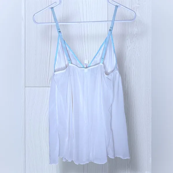 GILLIGAN & O'MALLEY Vintage Soft Girl White Mesh Babydoll Chemise Top - Image 3