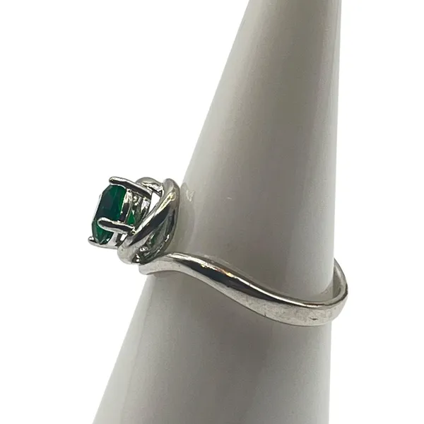 Silver Tone‎ Ring Sz 6.75 Round Cut Green Stone Prong Set Fashion Jewelry Womens - Image 5