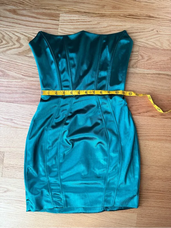 NWT Superdown Revolve Teal Satin Corset Mini Dress XS Homecoming Semi Formal - Image 8
