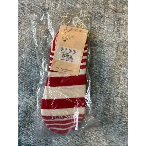 NWT! Happy Socks Red White Stripe Liner Socks Women's Shoe Size 5.5 - 9.5 - Image 2