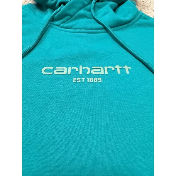 Carhartt Force Teal Hoodie Womens S Relaxed Fit Workwear Gorpcore TS5569 - Image 8