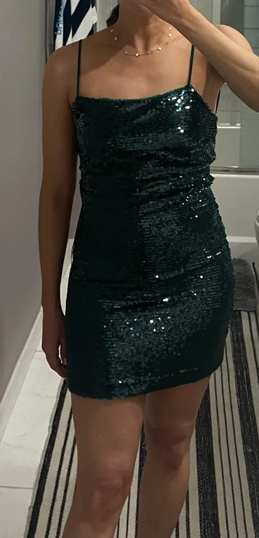 NWT Zara Green Sequin Mini Slip Dress - Image 5