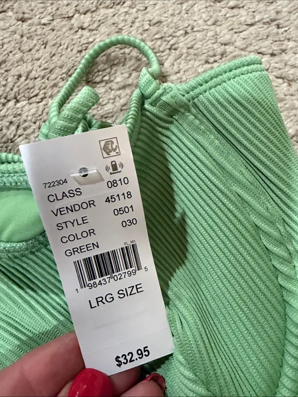 NWT PacSun Ribbed Green String Tie Bikini Set size L - Image 3