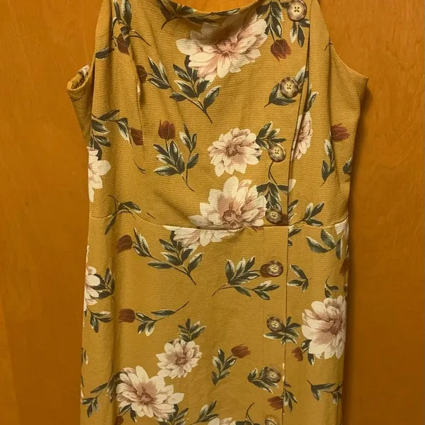 Xhilaration Floral Print Sleeveless Square Neck Side Button Midi Dress - Image 3