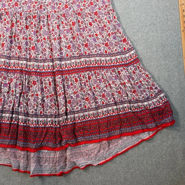 Knox Rose Women's XL Floral Maxi Skirt Elastic Waist Boho Purple Red - Image 3