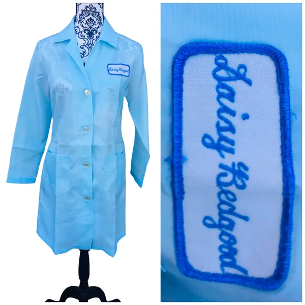 Vintage 70s Nurse Maid Uniform Costume Daisy Bedgood Blue Polyester Long Sleeve - Image 3
