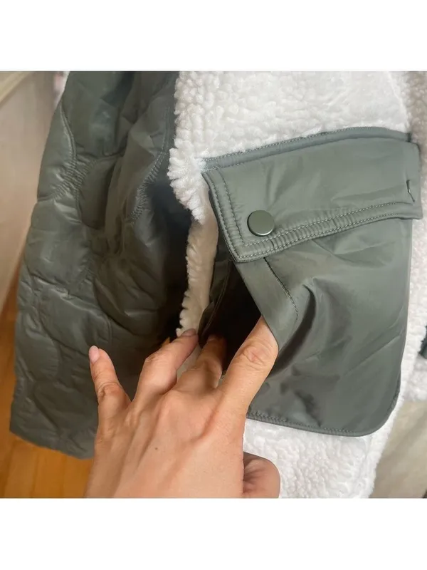 Athleta Quilted Sherpa Fleece Hybrid Jacket XL Sage Green Gorpcore, Quiet Luxury - Image 12